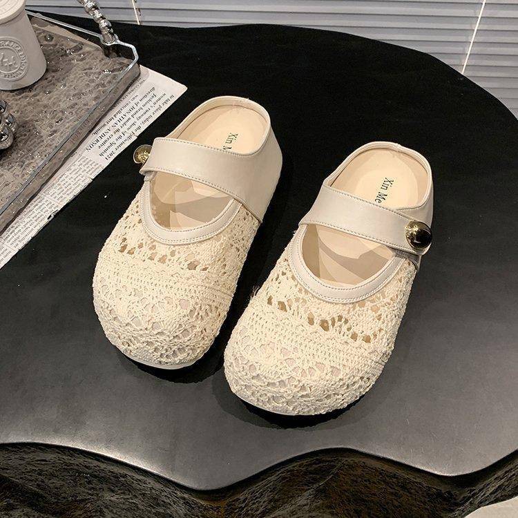 

Босоножки на толстой подошве, с полым подъемом, увеличивающие внутреннюю высоту, женские, новые летние, дышащие, с сетчатым верхом, сандалии-шлепанцы 40 белый