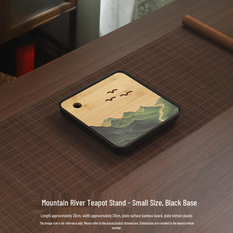 Bamboo Draining Tea Tray for Home or Office with Water Storage