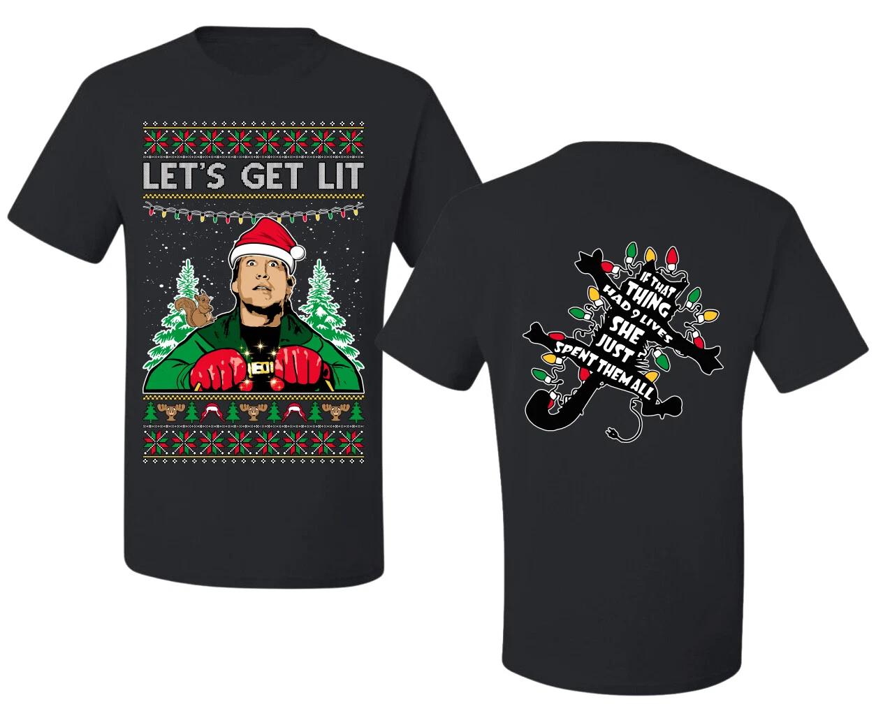 Lets Get Lit Clark Vacation Sweater Front and Back Men Graphic T- Shirt S