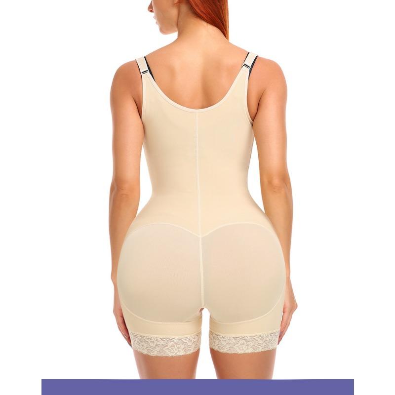 Adjustable Wide Strap Front Zipper Tummy Control Hip Enhancer Lace Slim Body Shaper
