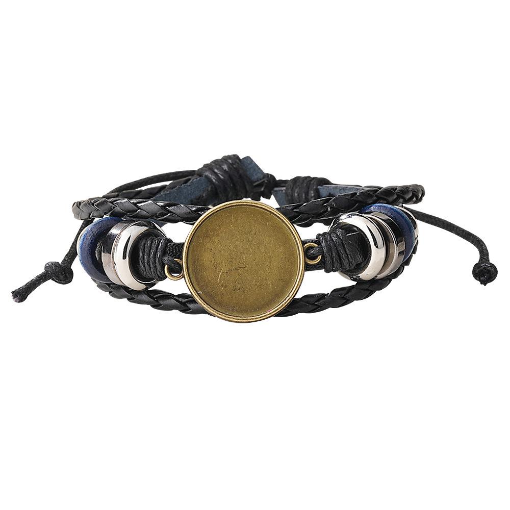 

DIY Handmade Woven Leather Cord Bracelet with Time Gem Base