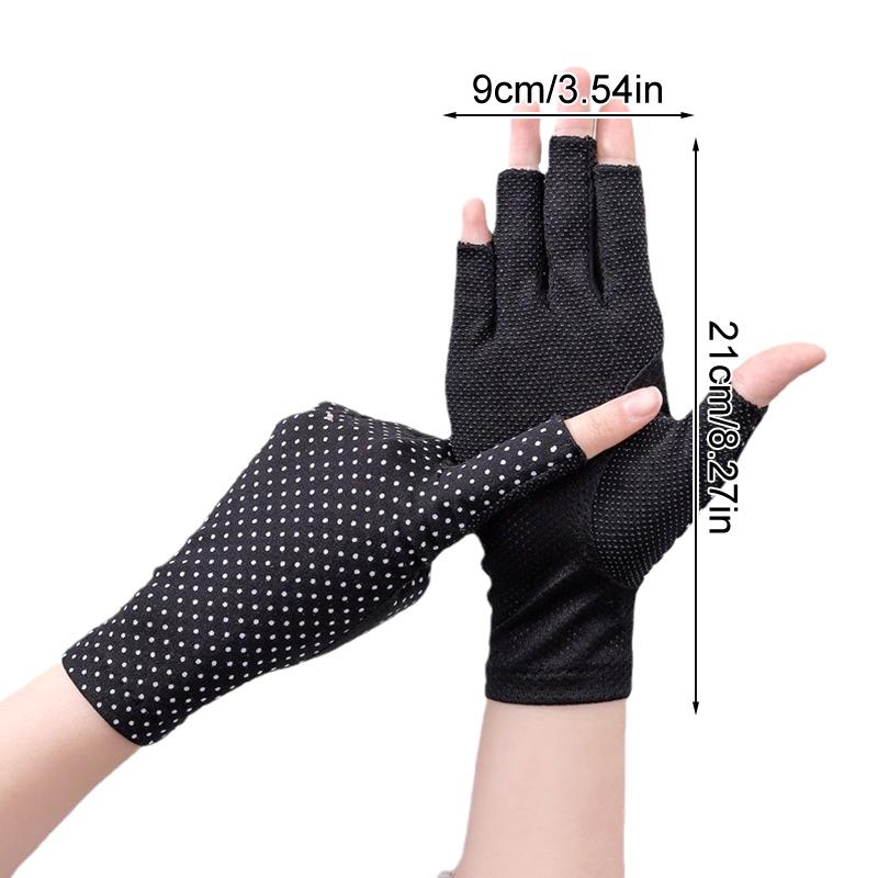 1Pair Wave Point Summer Driving Non-slip Sunscreen Outdoor Touch Screen Breathable Half-finger Gloves Soft Anti UV