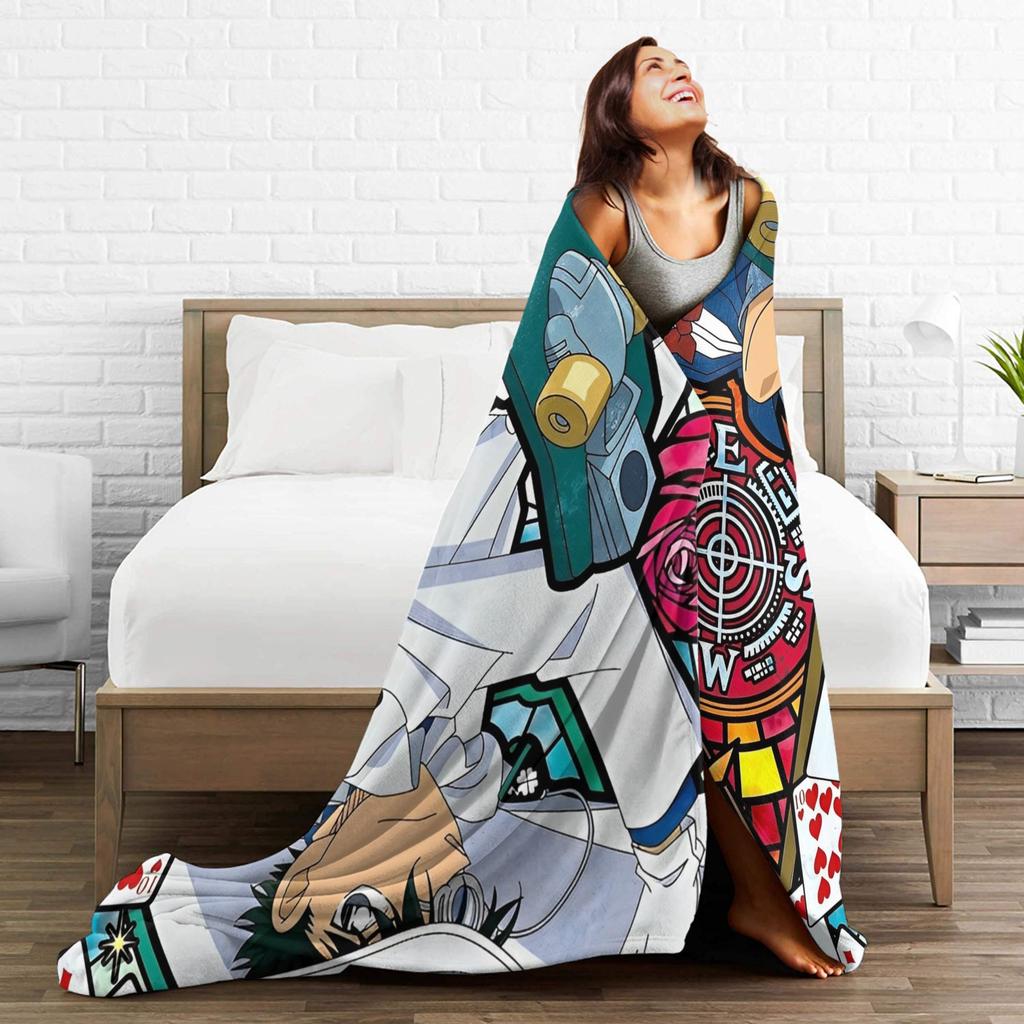 Vintage 90s Detective Conan Anime Blanket Kuroba Kaito Fuzzy Vintage Soft Throw Blankets Bedding Lounge Spring/Autumn Outdoor