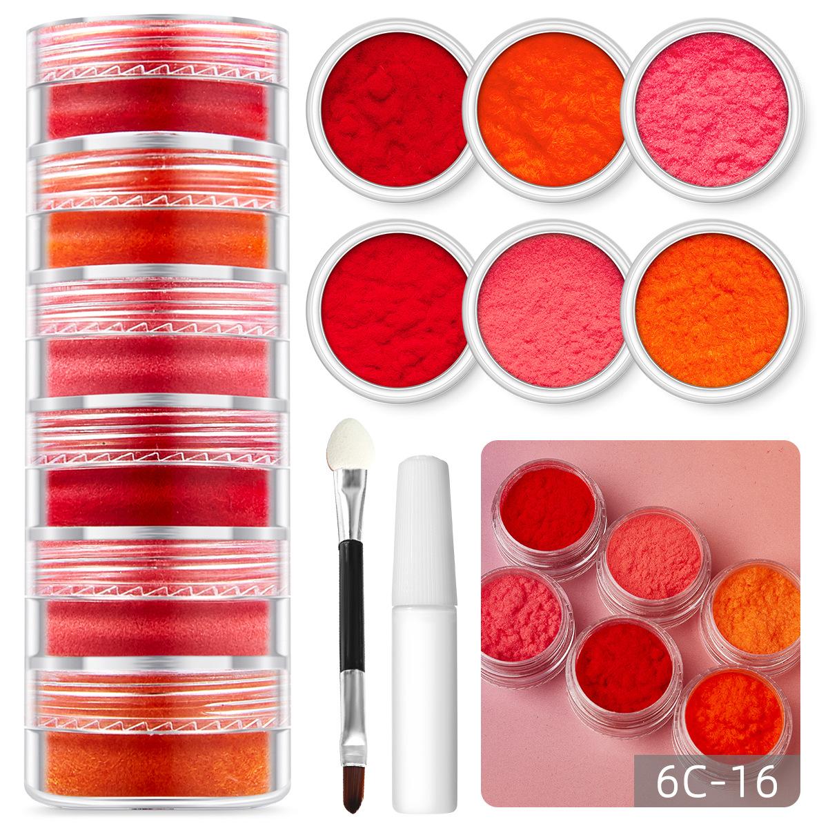 

Украшения для дизайна ногтей, разноцветные, 6 цветов, бархат, шерсть, плюш, пудра, флокированный клей, набор инструментов для самостоятельного создания украшений opp bag