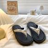 Silver high-end flat-bottomed flip-flops women wear summer new beach vacation cool slippers