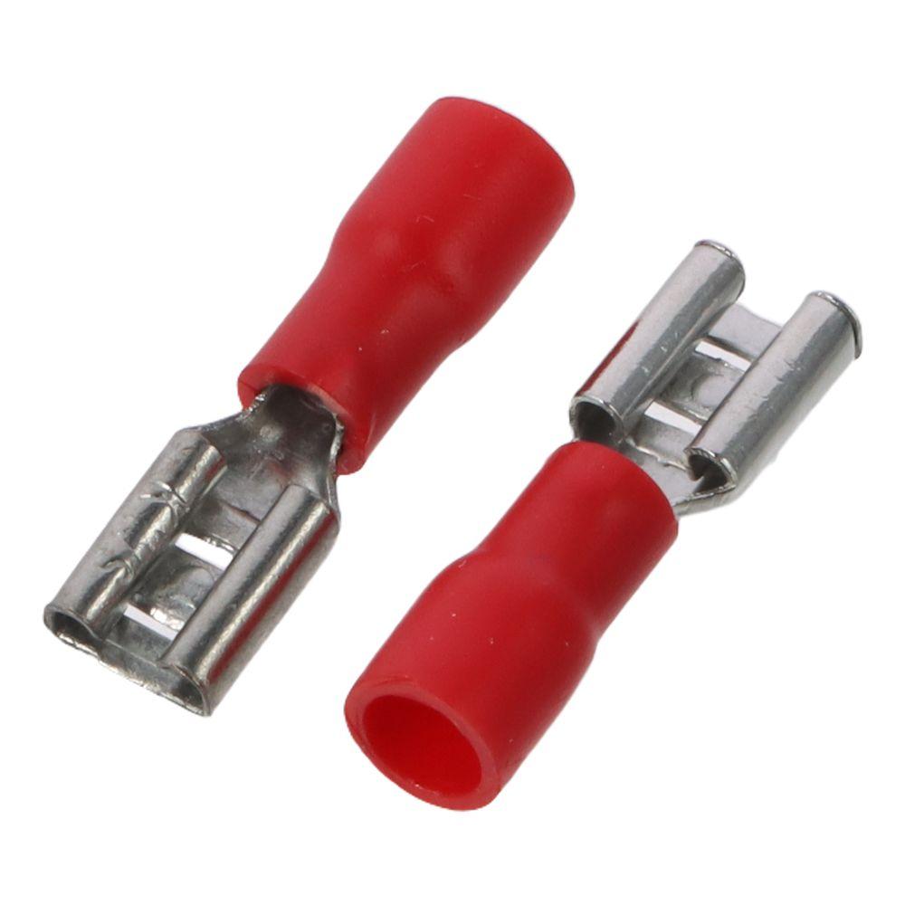 100PCS AWG 22-16 Insulated Spade Wire Connector FDD1.25-187 Red Female Connectors