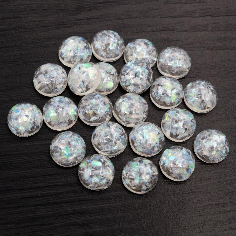 40 Stück 8mm 10mm 12mm Runde Eingebettete Metallfolie Flache Rückseite Harz Cabochons Kuppel DIY Ohrringe Schmuckherstellung Zubehör Fundstücke