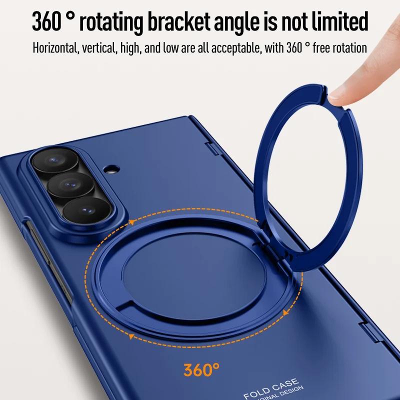 For Magsafe Magnetic Metal 360 Rotate Holder Tempered Glass Film Protect Case For Samsung Galaxy Z Fold 8Ultra Spring Hinge Cove