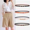 Gold Metal Buckle Double-side Wear Belt For Women Lady Thin PU Leather Adjustable Waist Belts Pants Dress Coat Waistband Straps