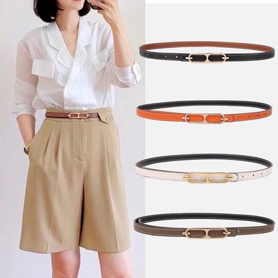 Goldene Metallschnalle Doppelseitig tragbarer Gürtel für Damen Lady Dünnes PU-Leder Verstellbare Taillengürtel Hosen Kleid Mantel Taillenbänder