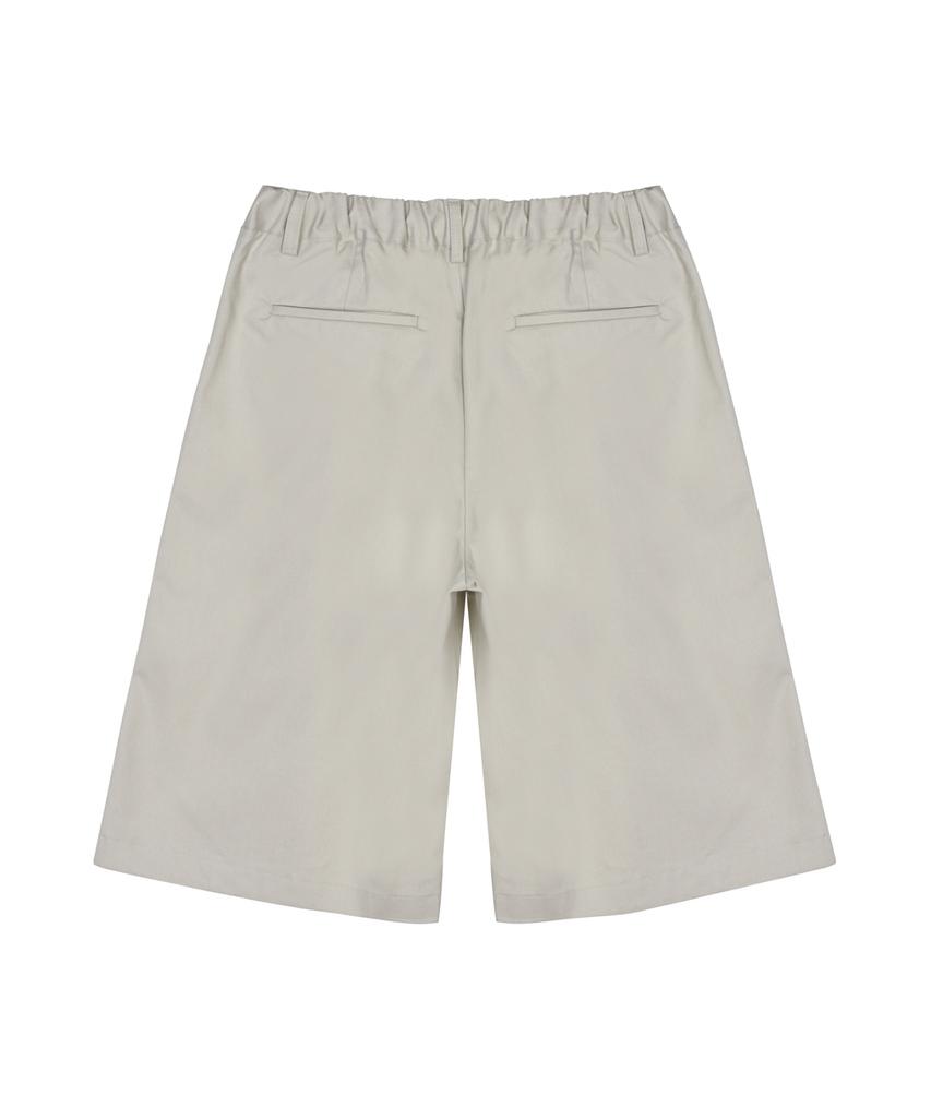 Nigaennikol Wide Two-Tuck Bermuda Pants_Beige