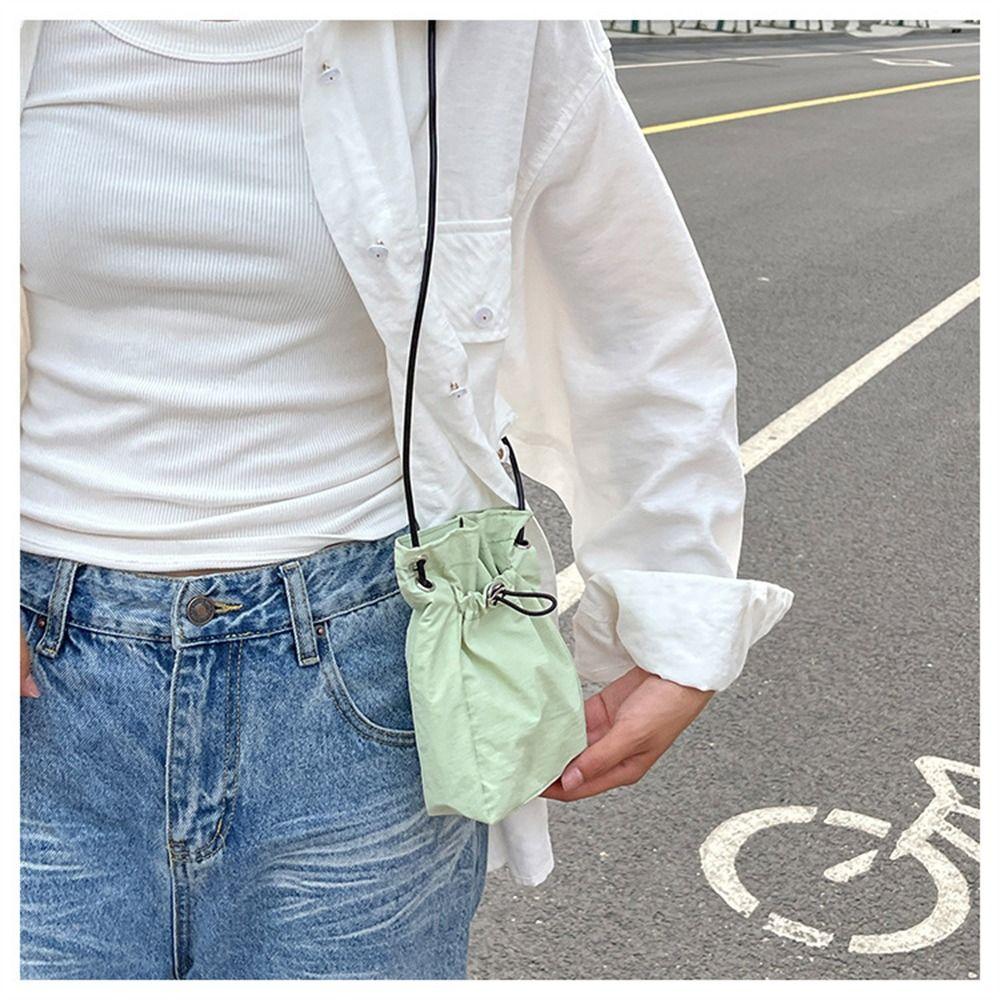 Fashion Minimalist Solid Shoulder Crossbody Bags Girls Messenger Bag Lightweight Phone Bag Nylon Small Coin Purse