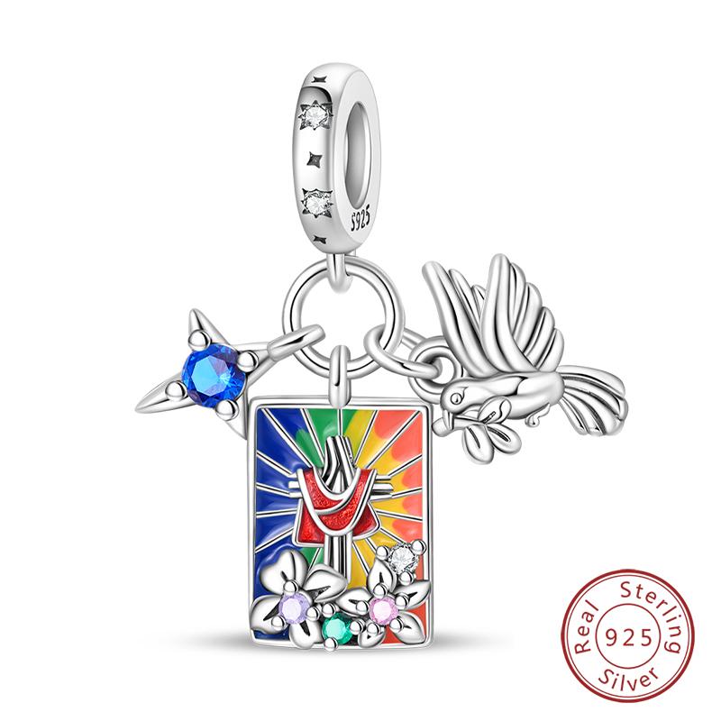 Original Copper Charm Beads Classic Cross Bible Guardian Angel Charms Pendants For Bracelet Diy Birthday Jewelry