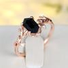Geometric Stone Blue Crystal Leaf Rings For Women Vintage Rose Gold Color Engagement Bands Wedding Jewelry Bridal Versatile Gift