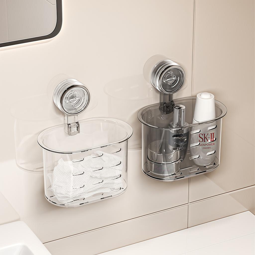 Wall Mount Suction Cup Wall Mount Corner Storage Shelves Shampoo Holder Cosmetic Rack Shower Drain Basket Bathroom Organizer
