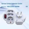 European 3-Way Extension Socket with Switch (EU/German Standard)