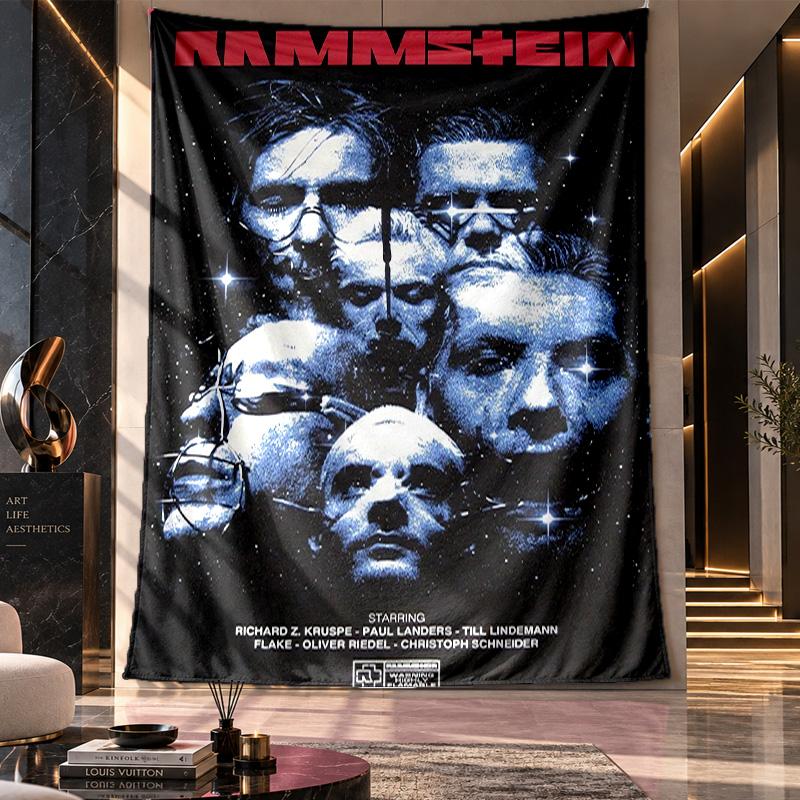 Tapiserie de perete, Panou textil imprimat Rammstein Pentru Decorarea Camerei de Cămine, Petreceri