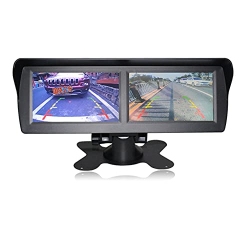 

OBEST 4.3-inch Twin Monitor with 4 Video Inputs, Auto-Switching, Dual-Screen On-Dash Monitor, Sub-Monitor, and Backup Camera, Customizable, 12V/24V