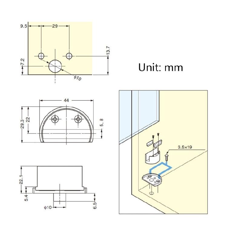 Glastürscharnier Legierung Glas Einzelklemmscharnier für Badezimmer Küchenschrank