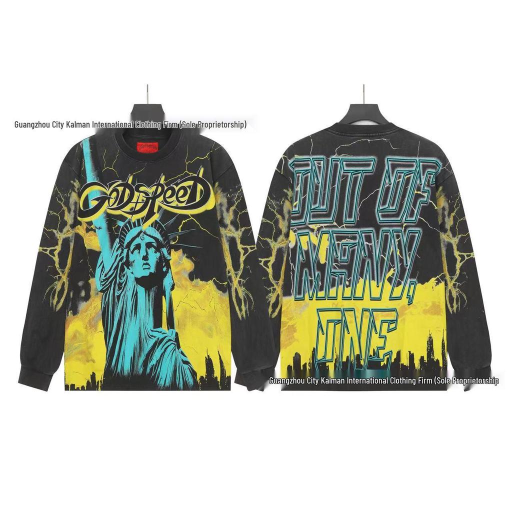 Godspeed Skull Rock Retro Pure Cotton Hoodie - Autumn/Winter American Style Streetwear for Men