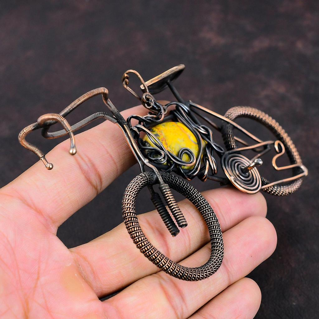 Bumble Bee Jasper Pendant Copper Wire Wrapped Pendant Handmade Pendant Wire Wrap Jewelry Gemstone Cycle Pendant Copper Jewelry Wedding Gift