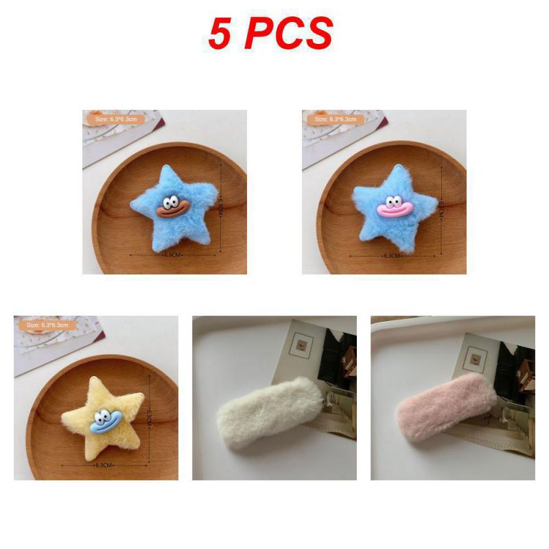 1/3/5Pcs Autumn Winter Hair Clips For Girl Woman Waterdrop Square Barrettes Solid Color Faux Fur BB Hairpins Soft Hair Accessory