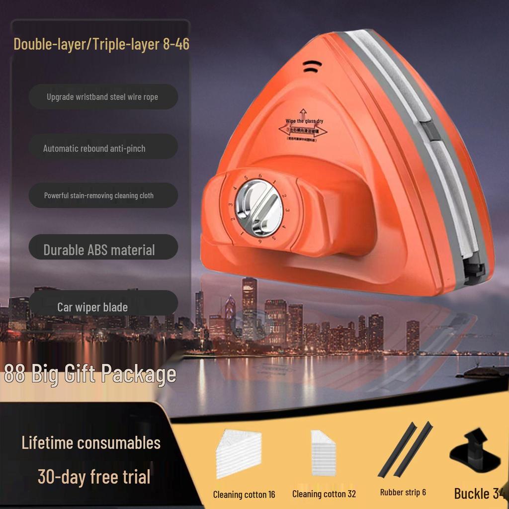 Strong Magnetic Triple-Layer Glass Cleaning Squeegee for High-Rise Windows