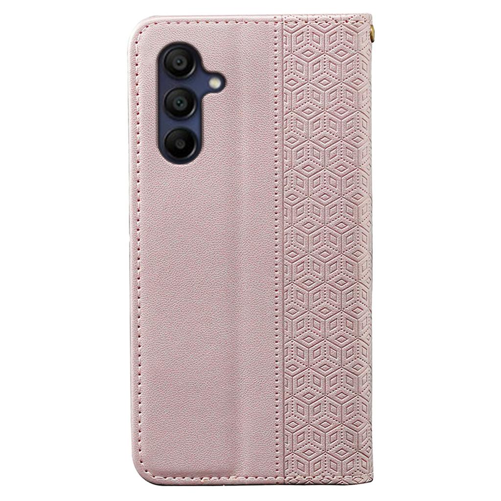 Pro Samsung Galaxy A26 5G Peněženkové pouzdro na telefon Silný magnetický Kostkovaný vzor Imprint Kožený flipový kryt