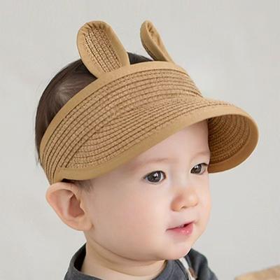 Toddler  Kids Summer Sun Hat  Breathable Adjustable Straw Visor Cap for Boys Girls Beach Outdoor Cap with Cute Ears