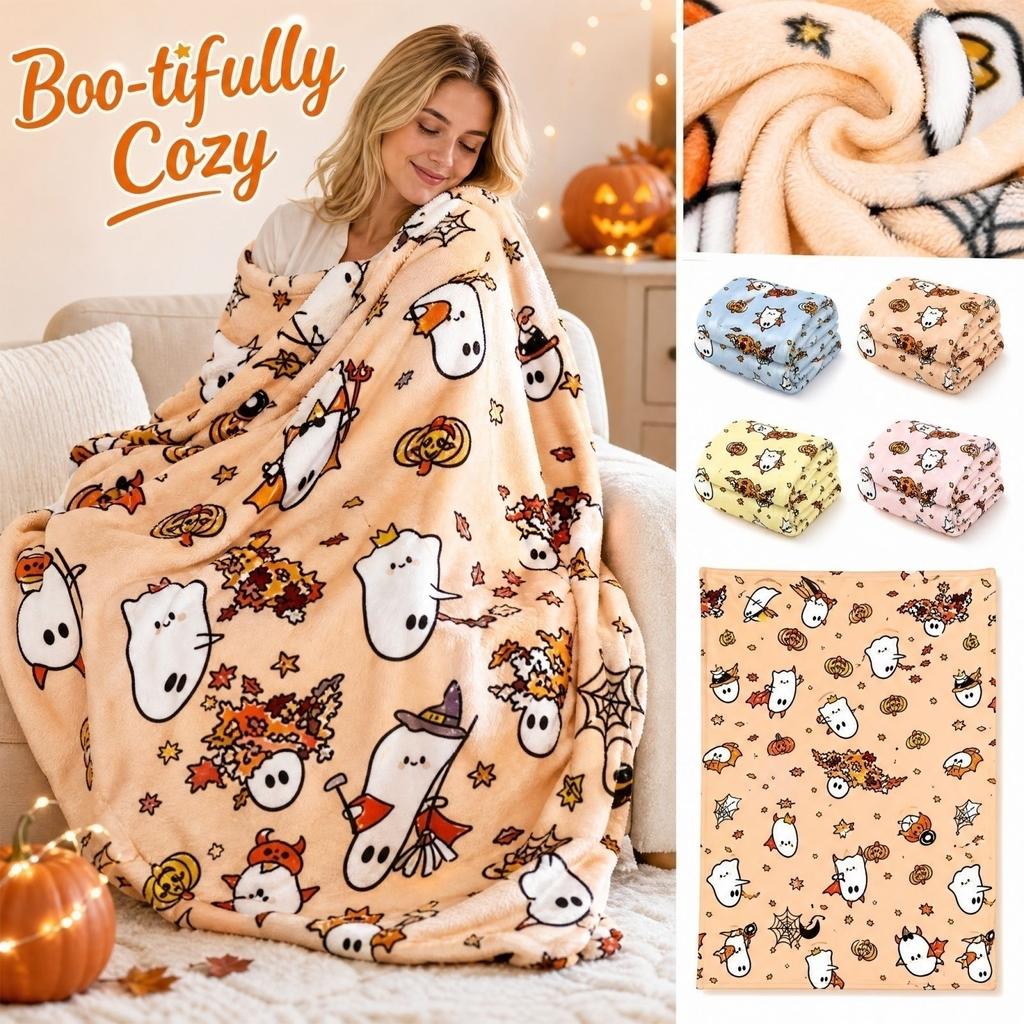 Halloween Printed Flannel Throw Blanket 50 Inches for Couch Sofa Bedroom Decor