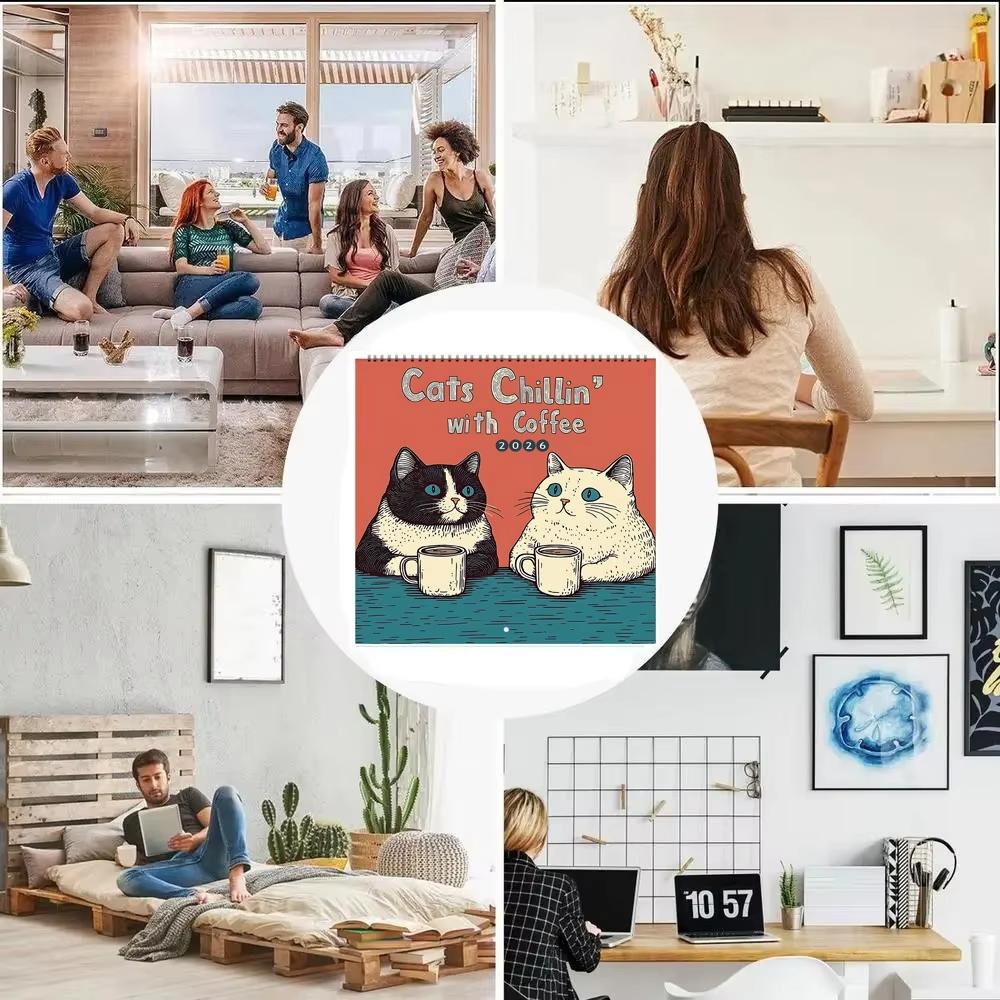 Wall Calendar 2026 Monthly Hangable Wall Calendar Cat Design Monthly 12 Month Family Planner Organizer Calendar for Bedroom