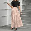Women's Fashion Casual Belted Round Neck Short Sleeve Floral Patchwork Elegant Dresses