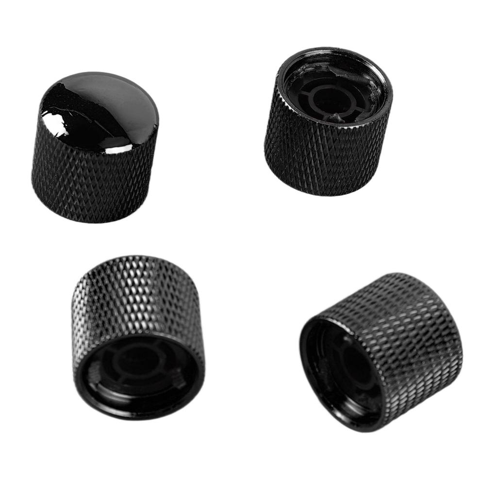 4 Stück Gitarrenknopf Metall Lautstärke Ton Dom Kontrollknopf Musikinstrument Zubehör Set GD102 Schwarz