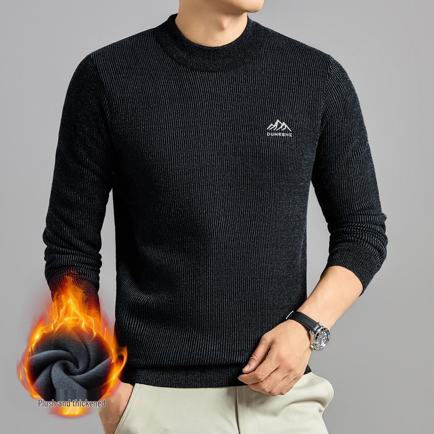 Men s Fleece-Lined High Neck Winter Sweater - Warm Velvet Knit Base Layer Top XL, 130-145 jin