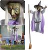 Halloweenská létající čarodějnice dekorace venkovní horor strašidelná létající čarodějnice se zvuky světly zahradní strašidelný dům dekorace rekvizita