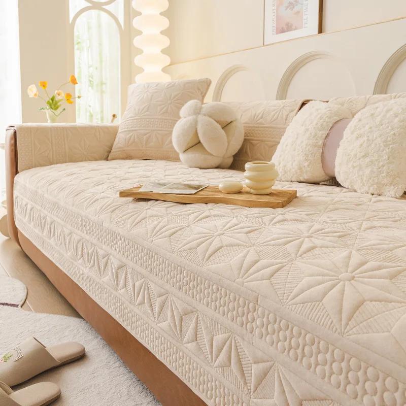 Cream Wind Style Cushion Modern Simple Sofa Cover Pure Cotton Non-slip Four Seasons Universal Sofa Cushion Cover Cloth Towel