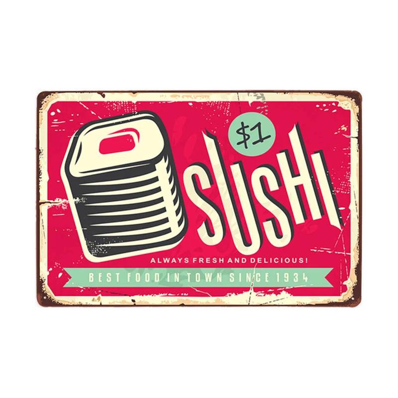 Fried Chicken,Cake,Cheese, Beef Steak Metal Tin Sign Vintage Plate Plaque Iron Painting Pin Up Wall Decor For Restaurant Kitc