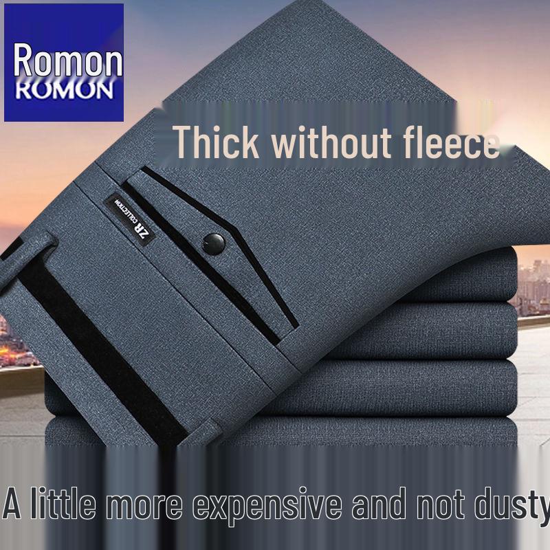 

Romon Men s Fleece-Lined Straight-Leg Winter Pants - Warm Casual Suit Pants for Middle-Aged Men 30 (Waist 23 inches)