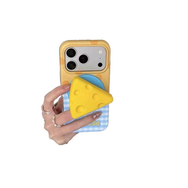 Three-dimensional cute cheese magnetic suction bracket for iPhone17promax Apple 16 mobile phone case 15 new 14 women