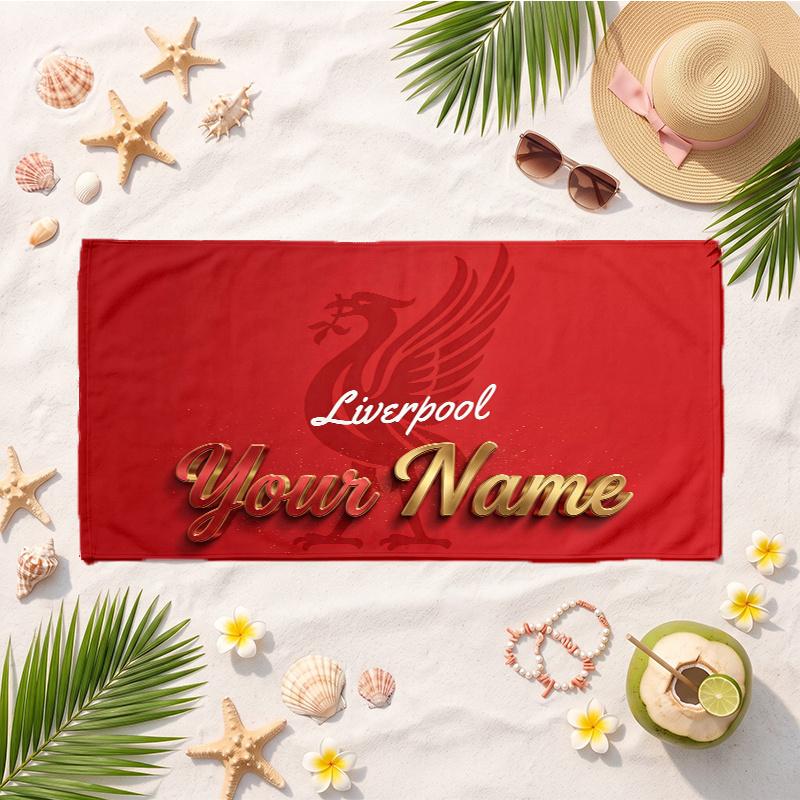 Liverpool Football Club (19) Custom Name Beach Towel Soft Towel Gift for Beach Pool Swimming Vacation