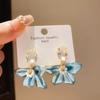 Silver Needle Sweet Diamond Imitation Pearl Flower Earrings French Retro Niche Temperament Earrings Women