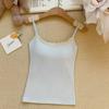 Bow Lace Spaghetti Strap Camisole Women Padded Backless Crop Tank Top