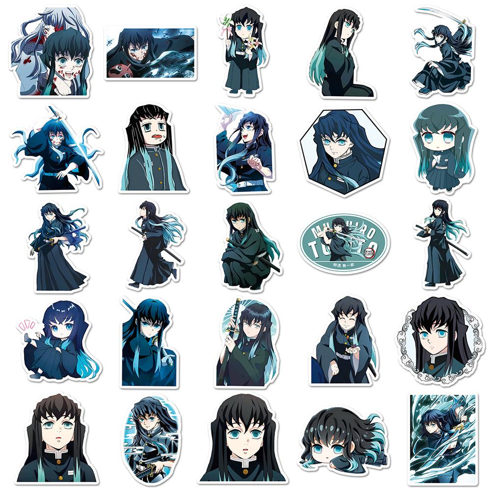 50pcs Demon Slayer Tokitou Muichirou Anime Stickers Cool Cartoon Decals Giraffiti Toys DIY Skateboard Phone Fridge Kid Toy