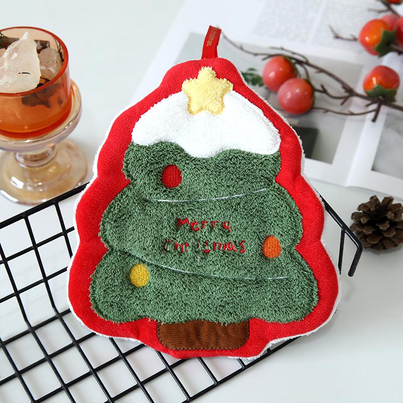 Christmas Hanging Hand Towels For Bathroom Christmas Tree Kitchen Towels With Loop Absorbent Soft Santa Gingerbread Decorative