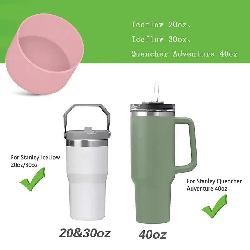 2PCS Silicone Boot Bottom Sleeve Cover for Stanley 40oz Tumbler Quencher Adventure and Ice Flow Flip 30 Oz 20 Oz Water Bottle Cup Holders 5