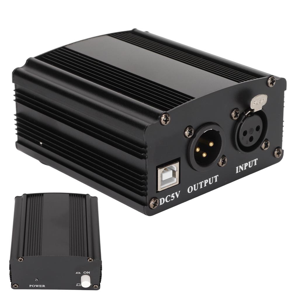 Microphone   Power Supply, 1 Channel, 48V USB Power Supply for Condenser Microphones, with Indicator Light, with 3 Pin XLR Cable