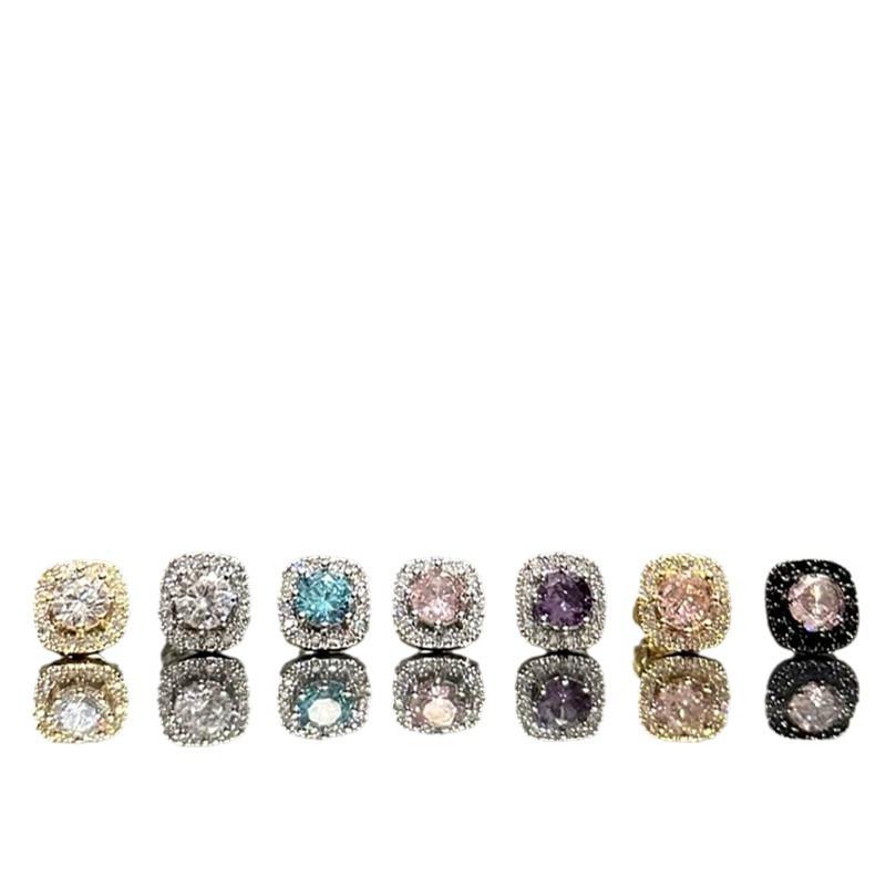 Exquisiter Zirkon-Ohrstecker: Mikro-Eingelegtes Titanstahl-Zuckerwürfel-Design für Frauen.