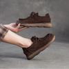 Johnature Genuine Leather Flats Comfortable Versatile Lace Up Commuting Retro Soft Soled Women's Shoes