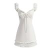 Sweet and Gentle French Lotus Leaf Edge Small Flying Sleeves White Suspender Dress Women's Summer Temperament Thin First Love Small White Dress