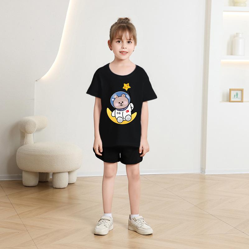 Kinder T-Shirt Niedliche Tiere Gedruckt Kinder 100% Baumwolle Oberteile O-Ausschnitt Kurzärmelig Kinder 2-13J T-Shirt